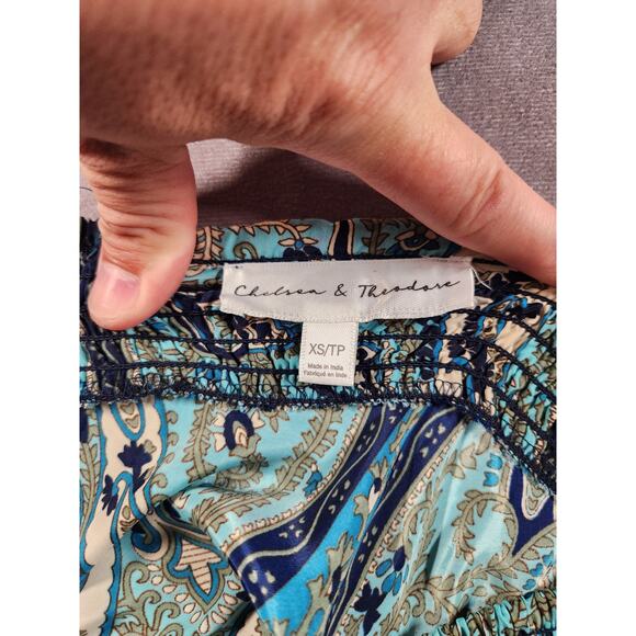 Chelsea and Theodore Maxi Skirt Women's Size XS Blue Paisley Hippie Boho Tassled - Picture 2 of 10